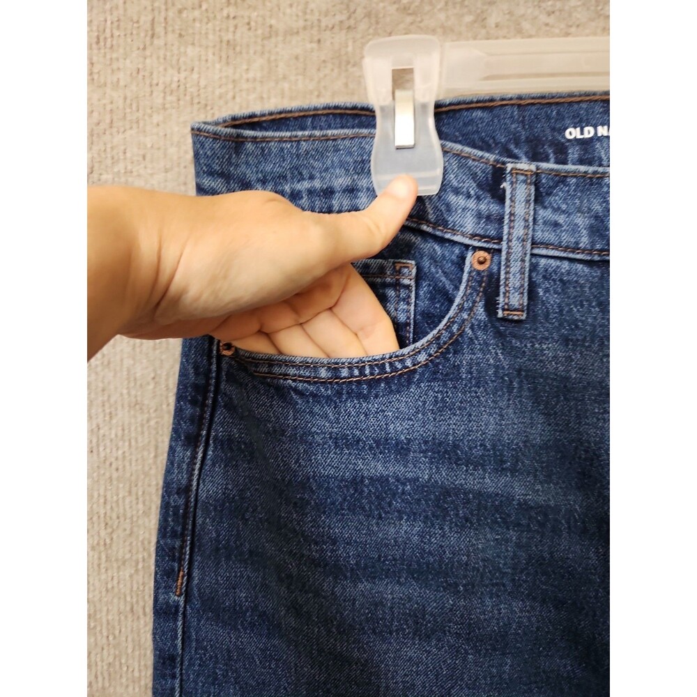 Old Navy Loose Boot-Cut Jeans Womens 10 Tall Blue Dark Wash Cotton NEW - Picture 5 of 11
